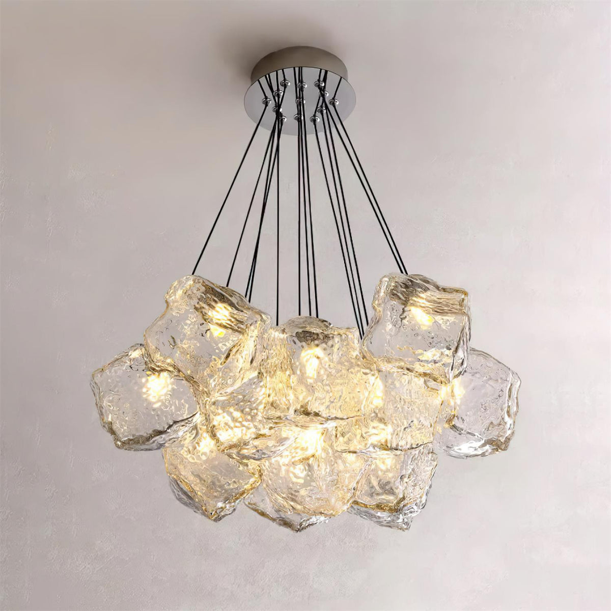 Pebine lampadario in vetro a ciottolo