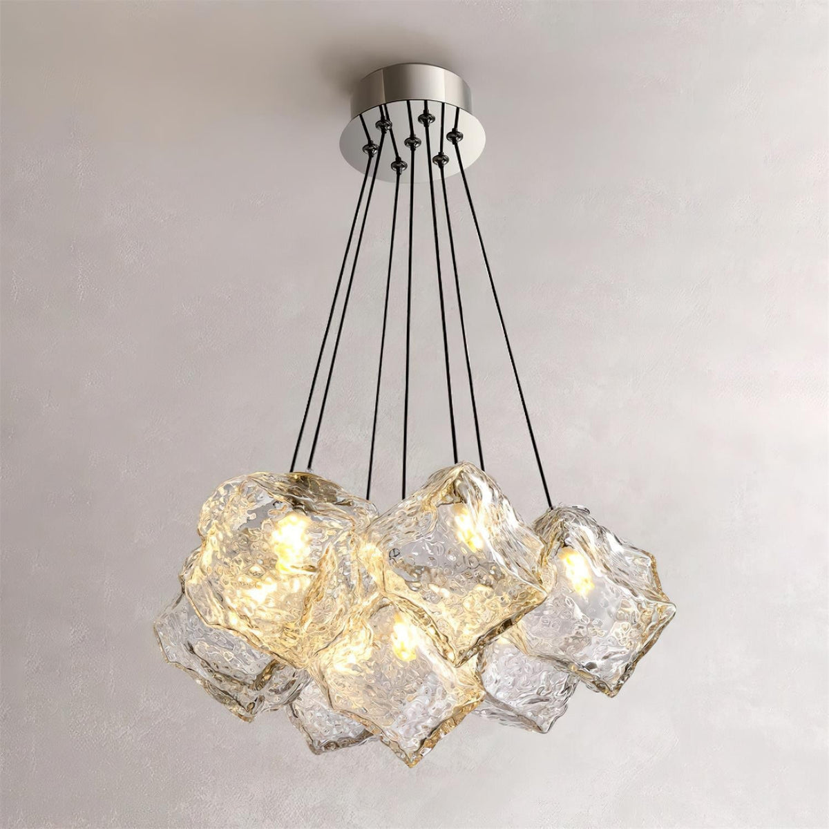 Pebine lampadario in vetro a ciottolo