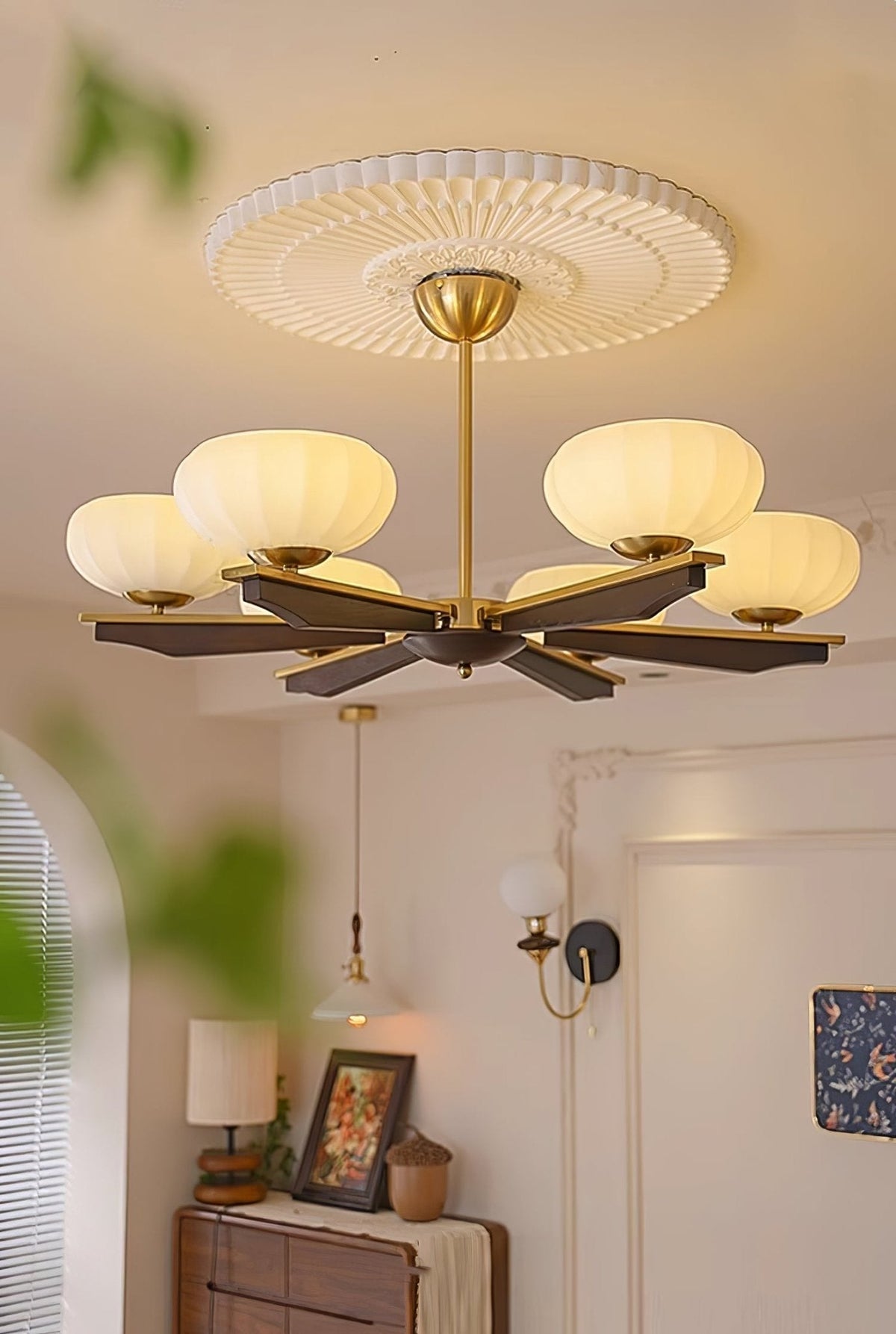 Uzoror lampadario Eleganza Tradizionale in legno vintage