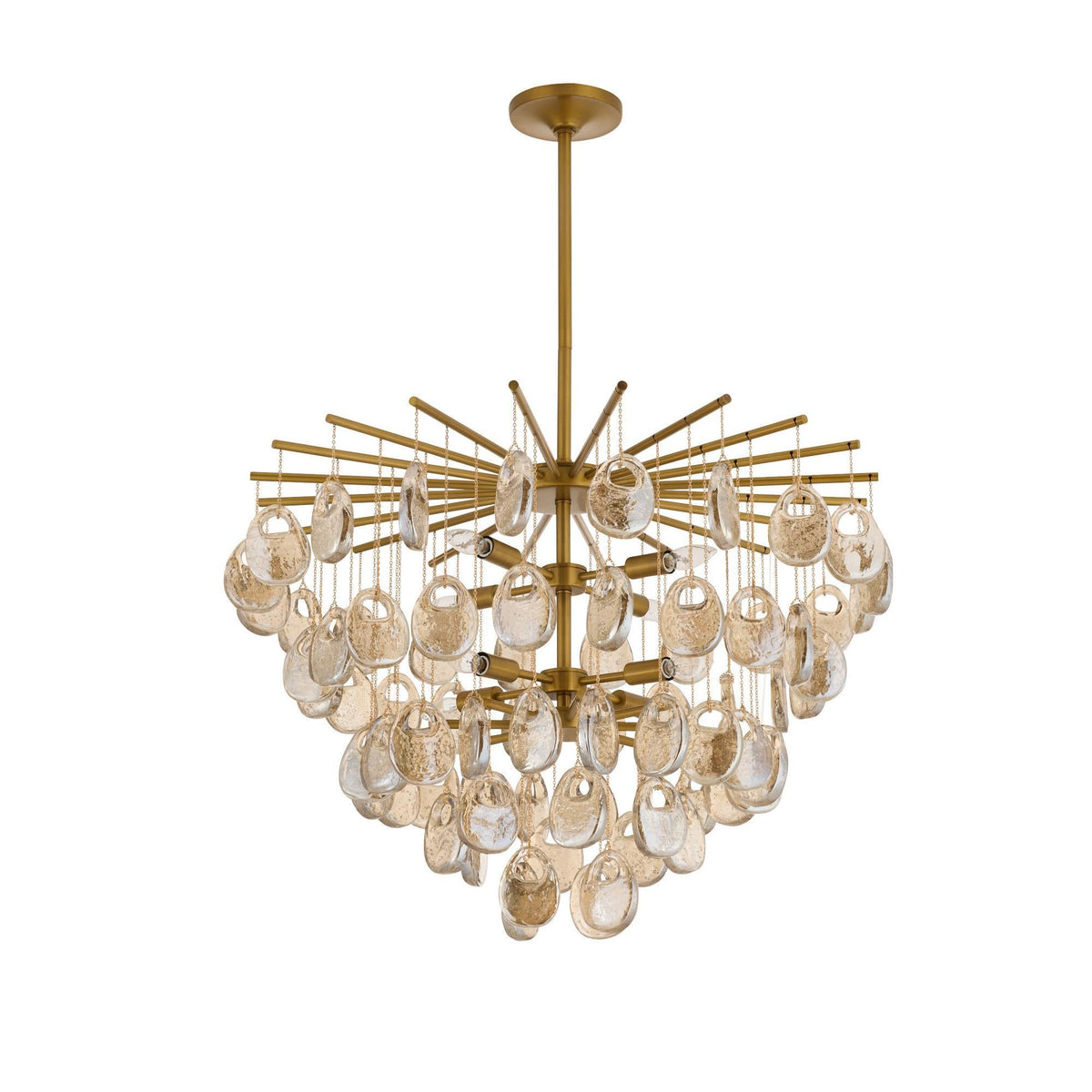 Velaian lampadario Gocce in vetro ambra ottone Antico