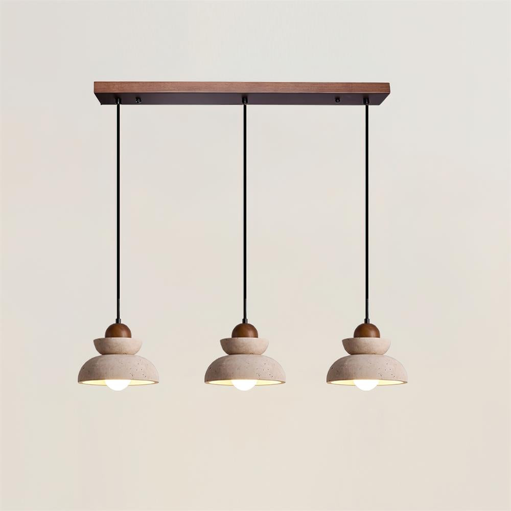 Lampada a sospensione travertino Paralume legno moderno Nordico Beige Walnut