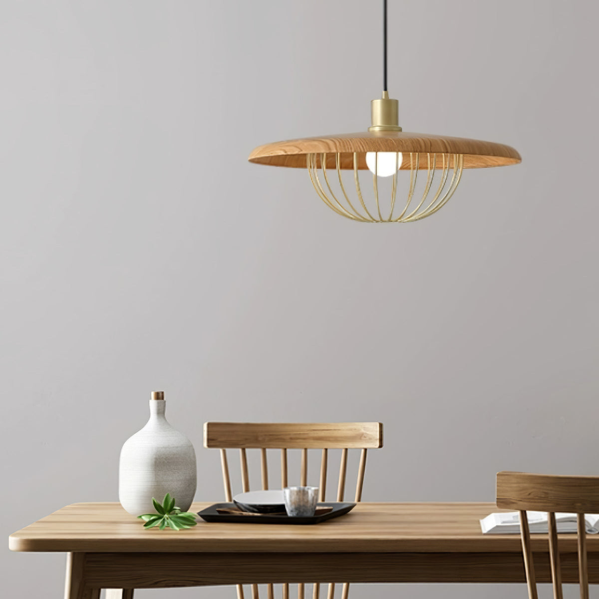 Rinoira lampada a sospensione in legno Retro vintage
