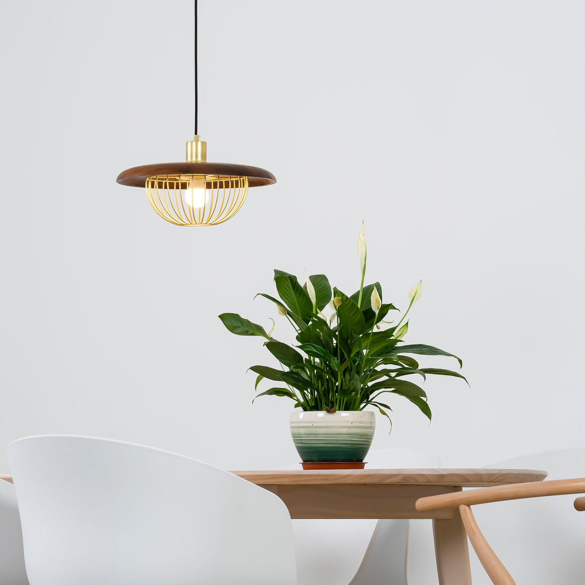 Rinoira lampada a sospensione in legno Retro vintage