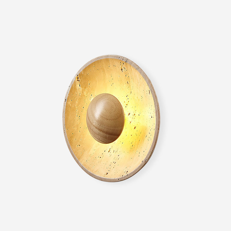 Norvian lampada da parete Tonda in travertino minimalista