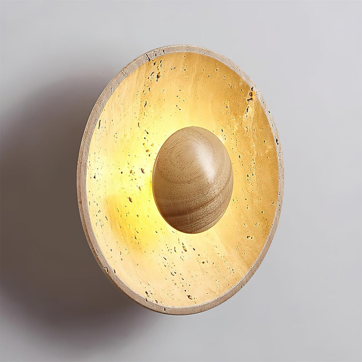 Norvian lampada da parete Tonda in travertino minimalista