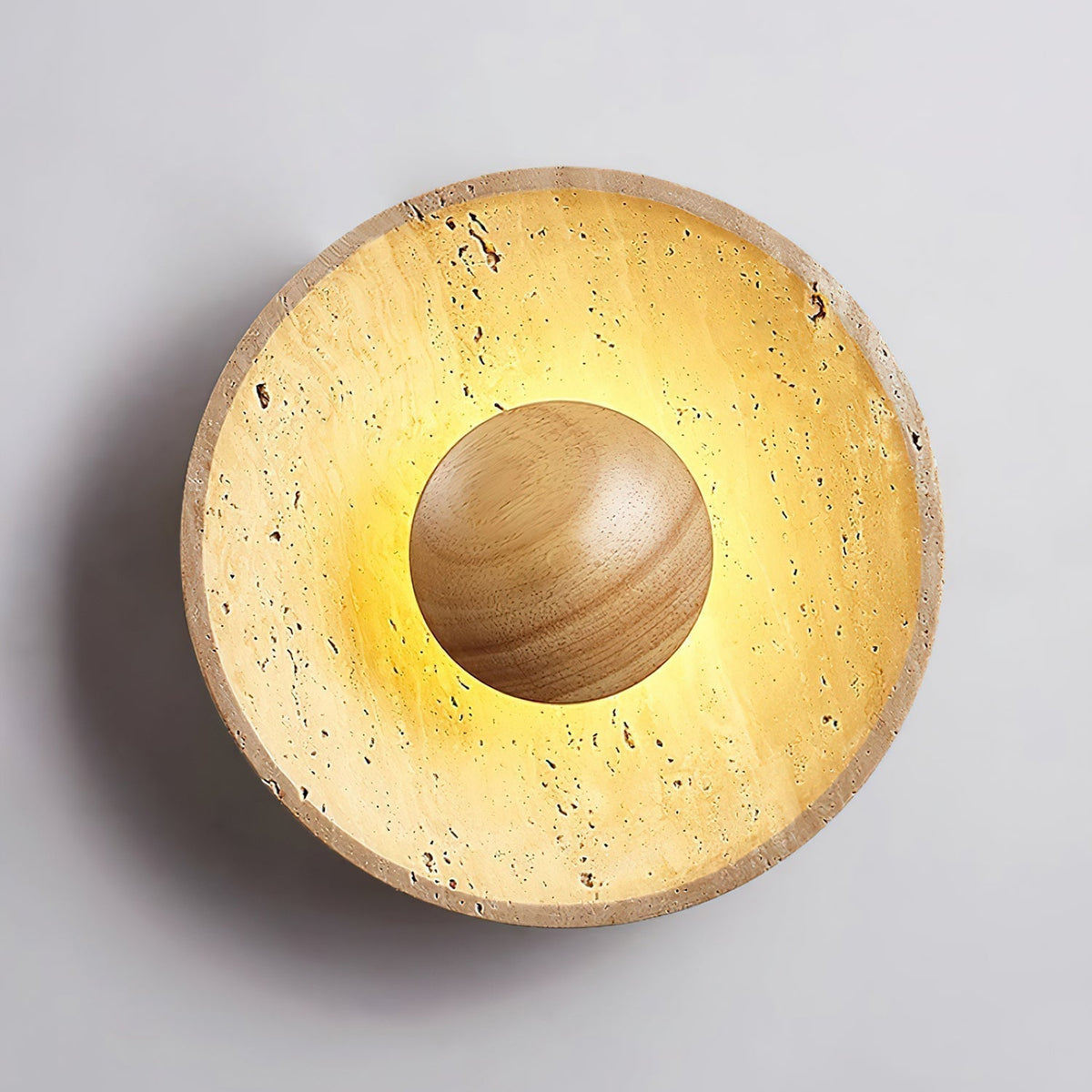 Norvian lampada da parete Tonda in travertino minimalista