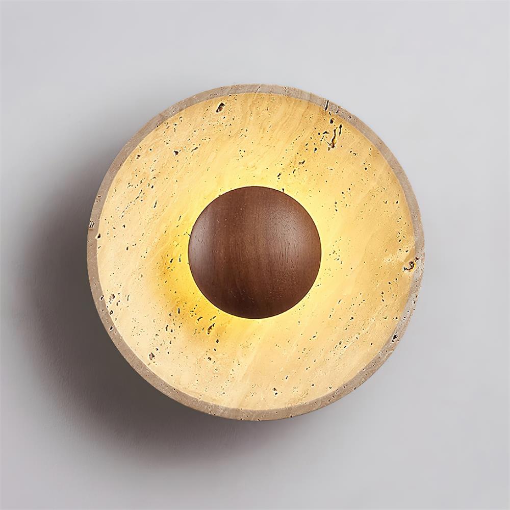 Norvian lampada da parete Tonda in travertino minimalista