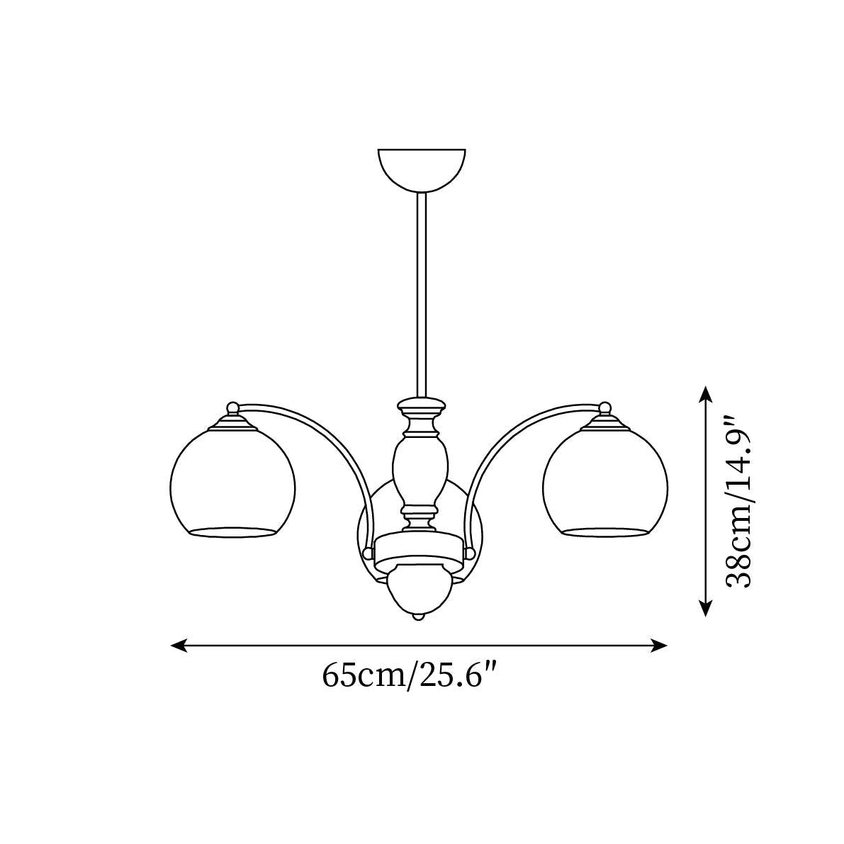Lampadario in vetro, struttura metallica e dettagli in legno stile di metà secolo Calm in metallo