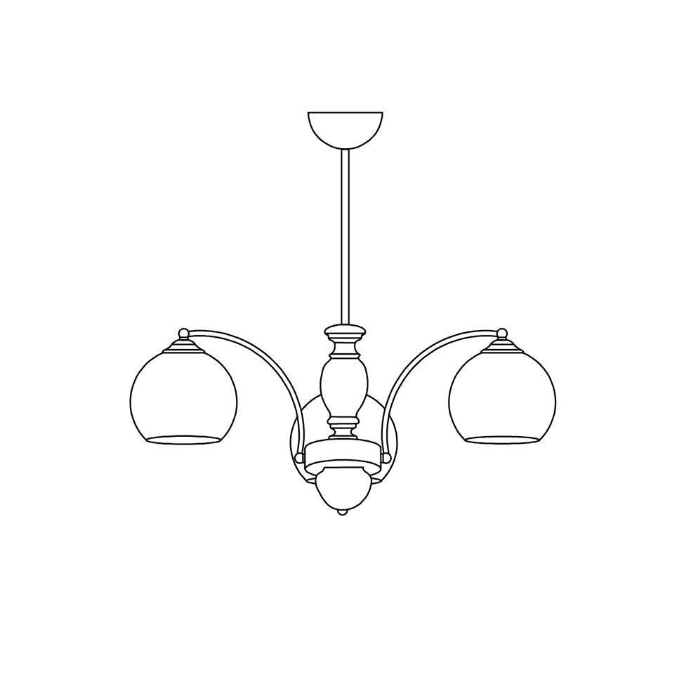 Lampadario in vetro, struttura metallica e dettagli in legno stile di metà secolo Calm in metallo