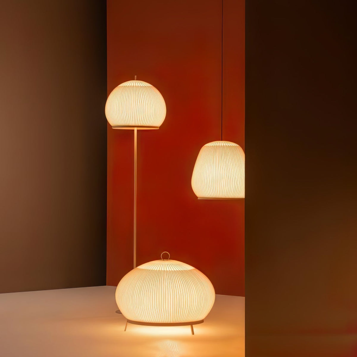Lineiella lampada a sospensione in tessuto minimalista
