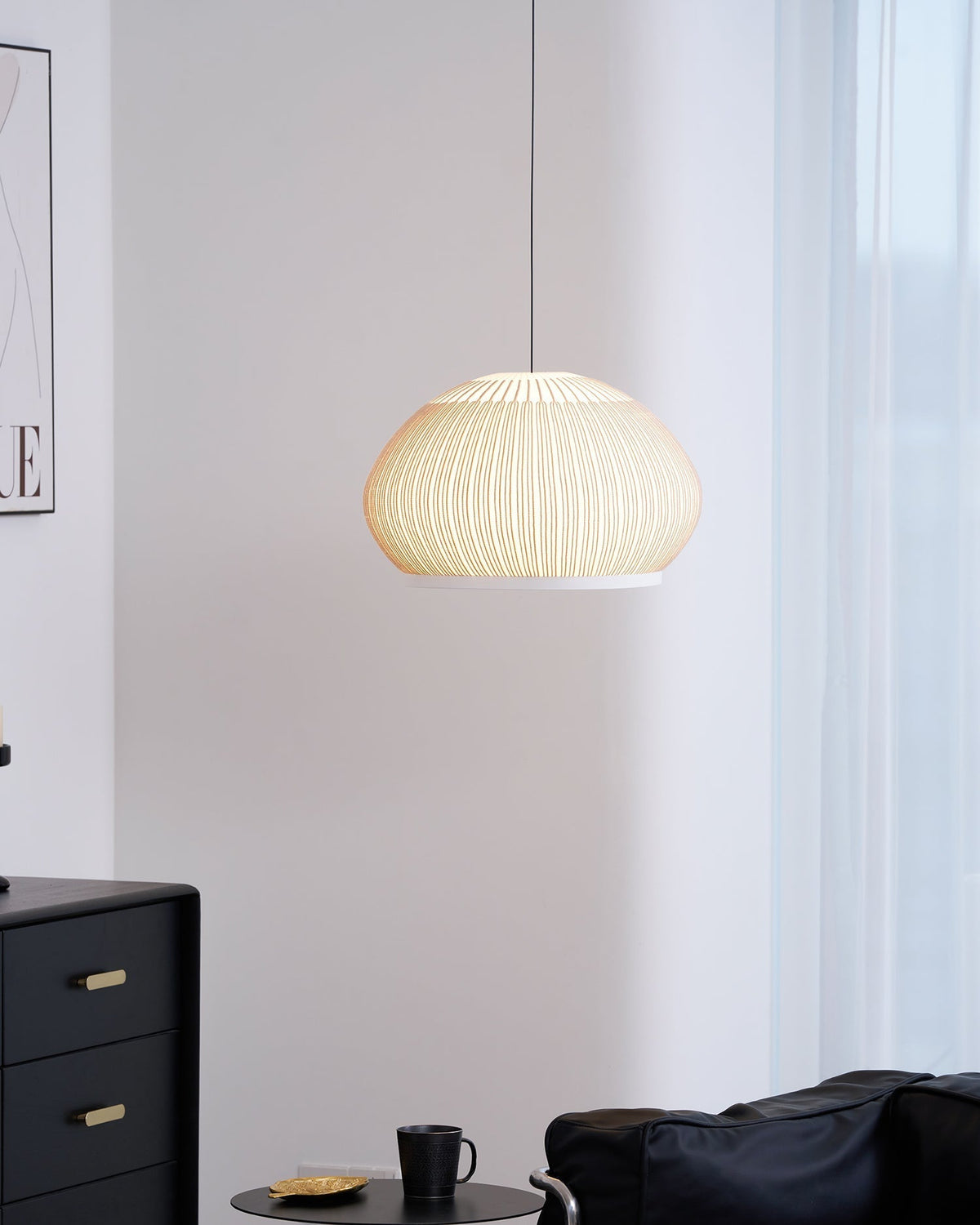 Lineiella lampada a sospensione in tessuto minimalista