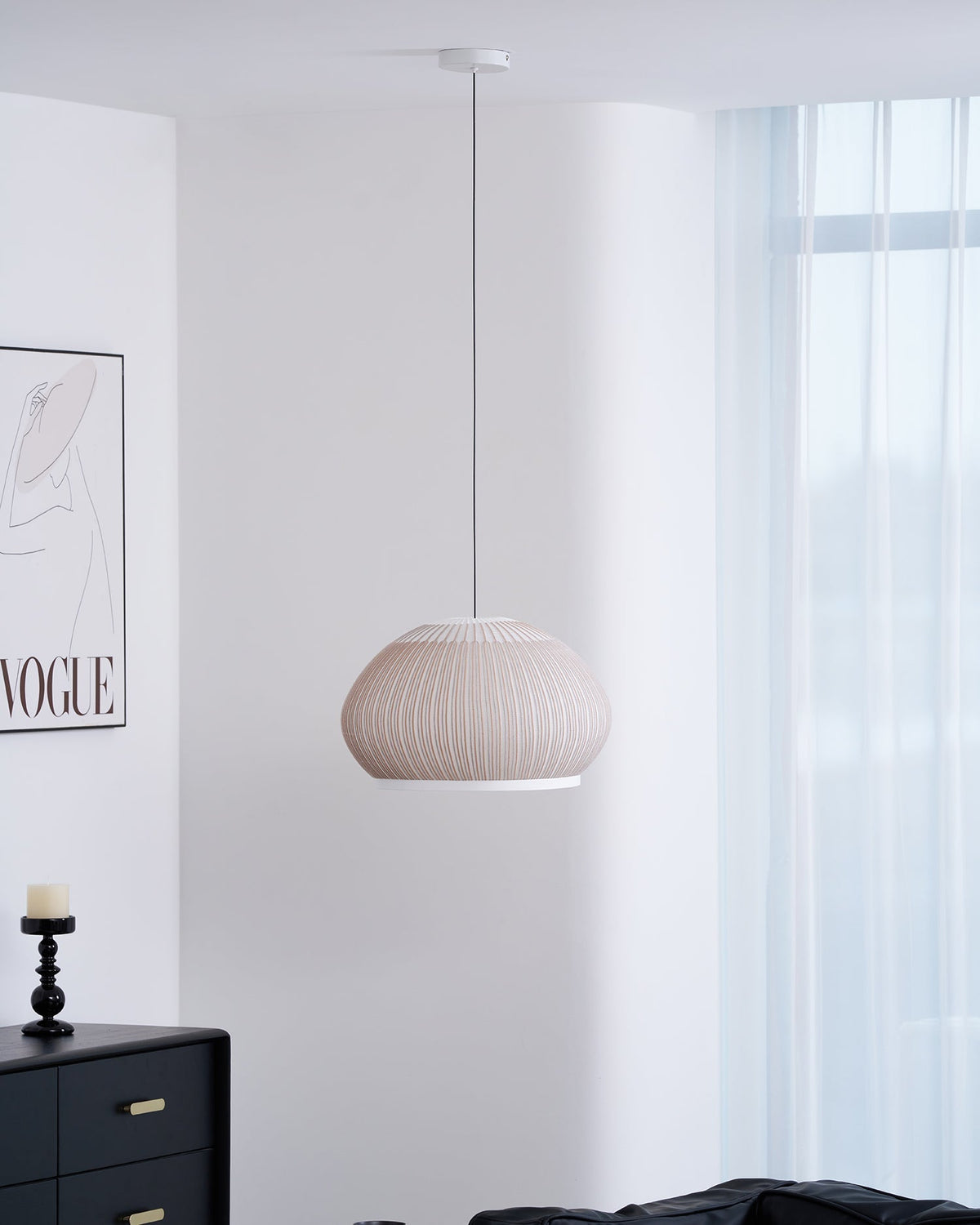 Lineiella lampada a sospensione in tessuto minimalista