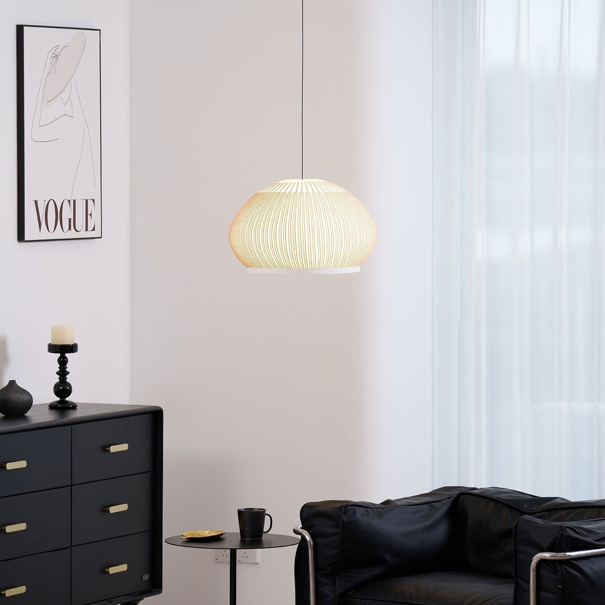 Lineiella lampada a sospensione in tessuto minimalista