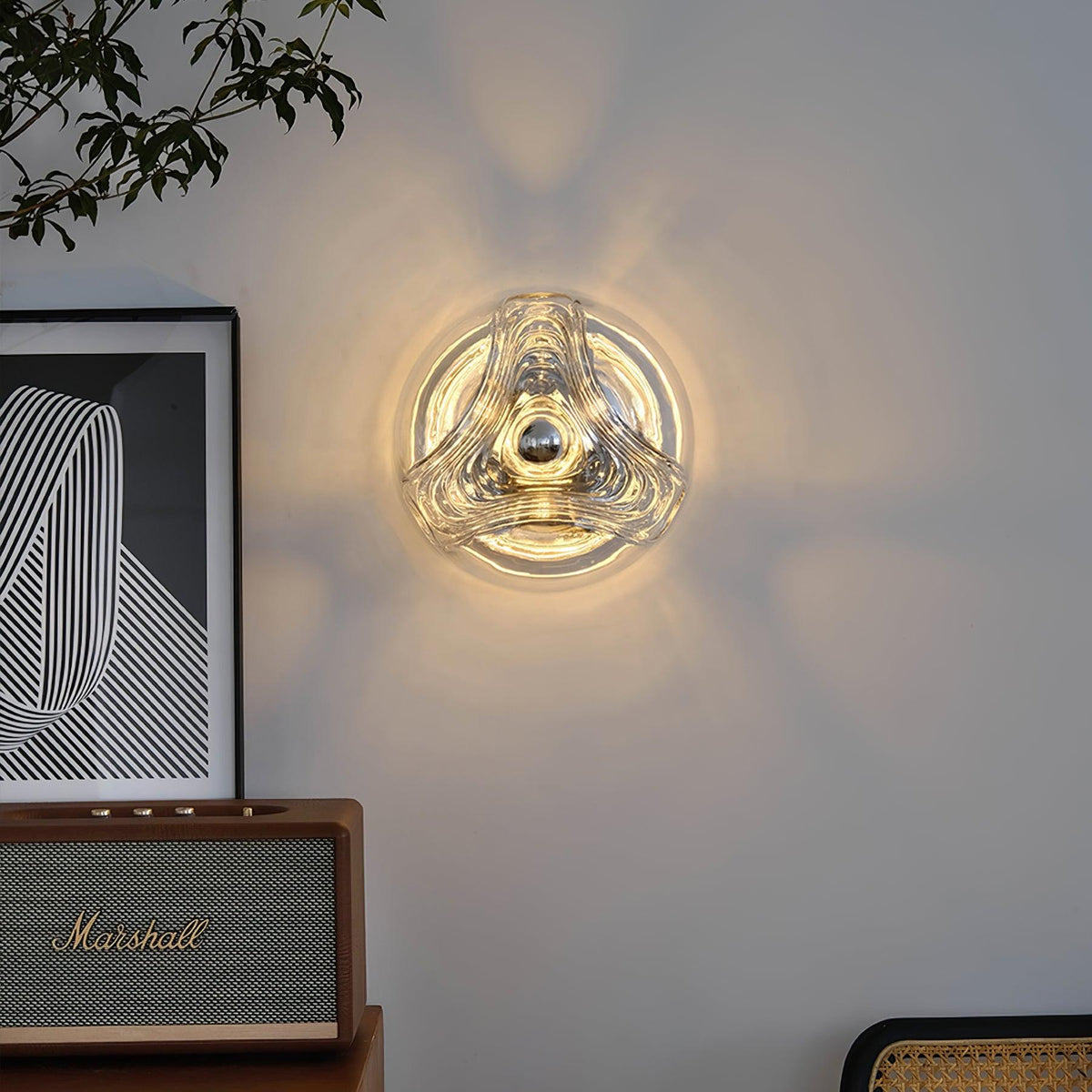 Lampada da parete Swirl Texture Clear ambra Fumé Grigio moderno