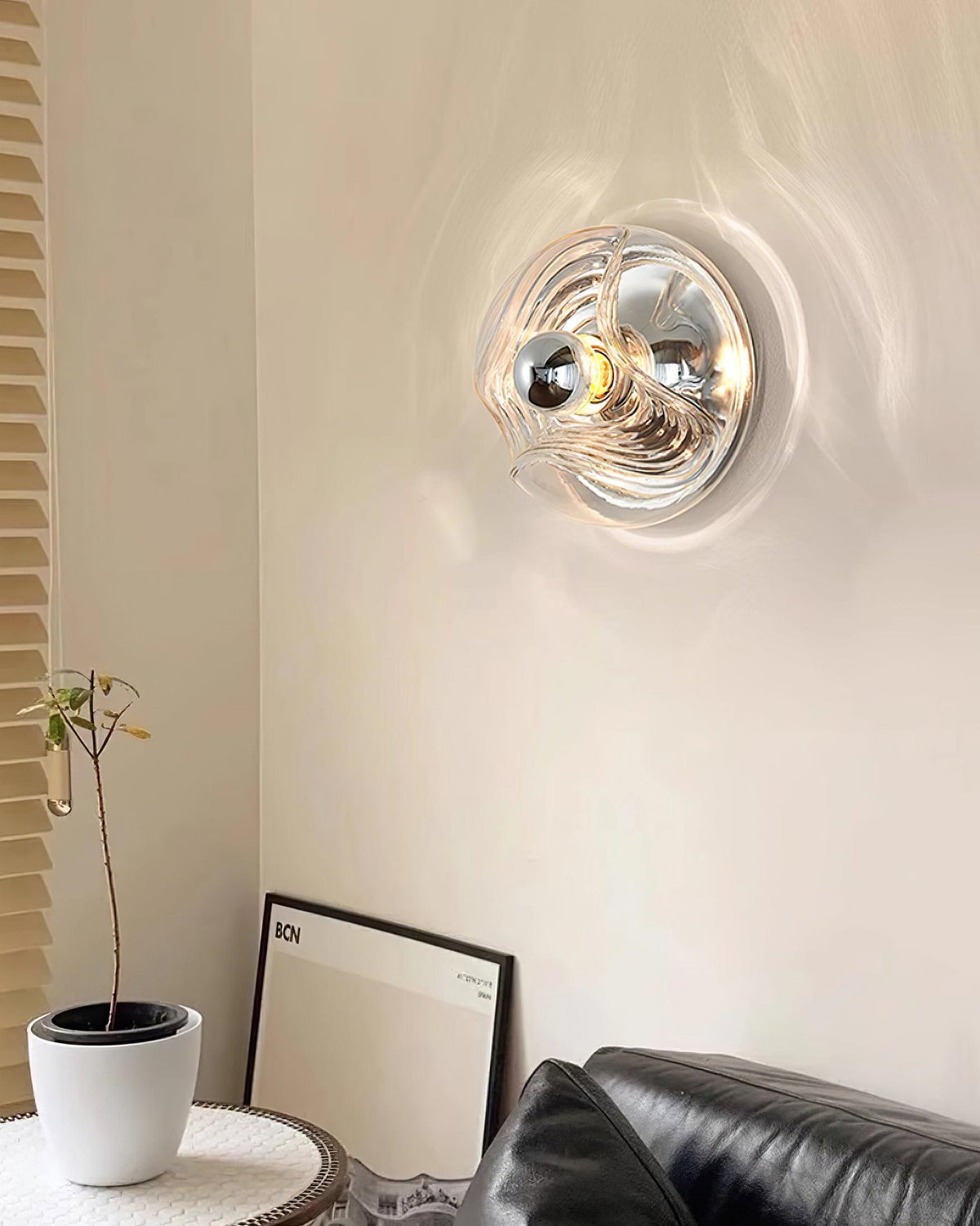 Lampada da parete Swirl Texture Clear ambra Fumé Grigio moderno