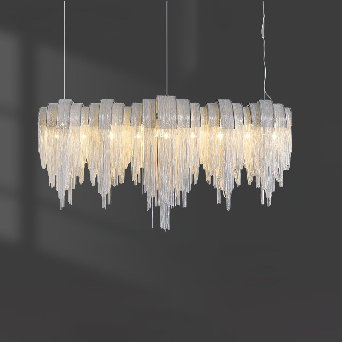Tarien lampadario a Catene Stratificate in Nichel lusso