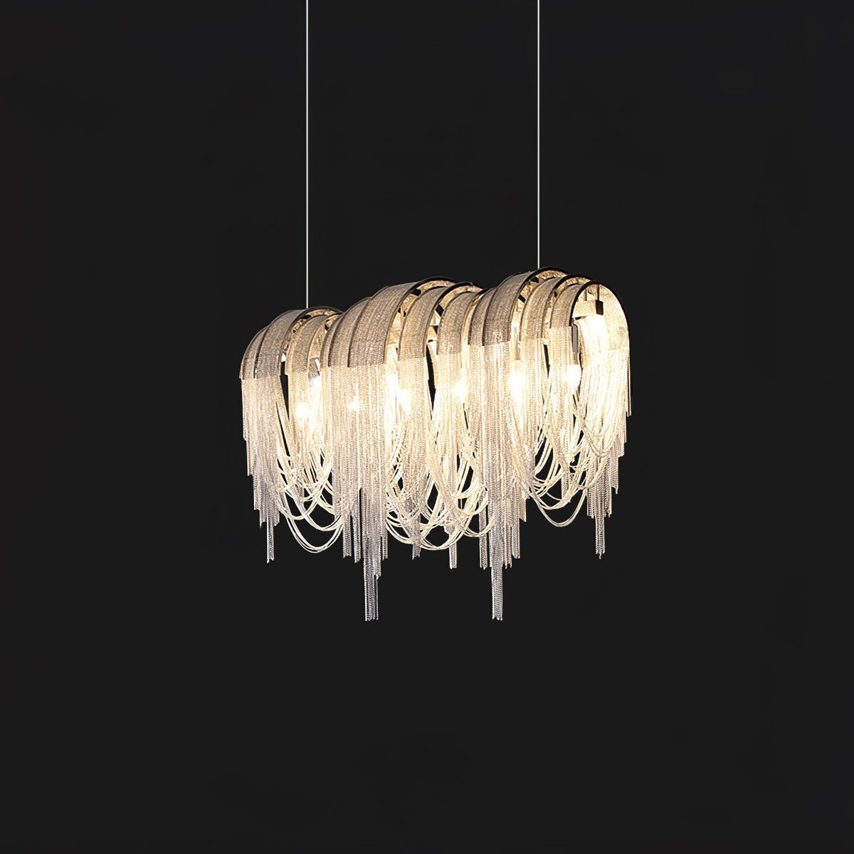 Tarien lampadario a Catene Stratificate in Nichel lusso