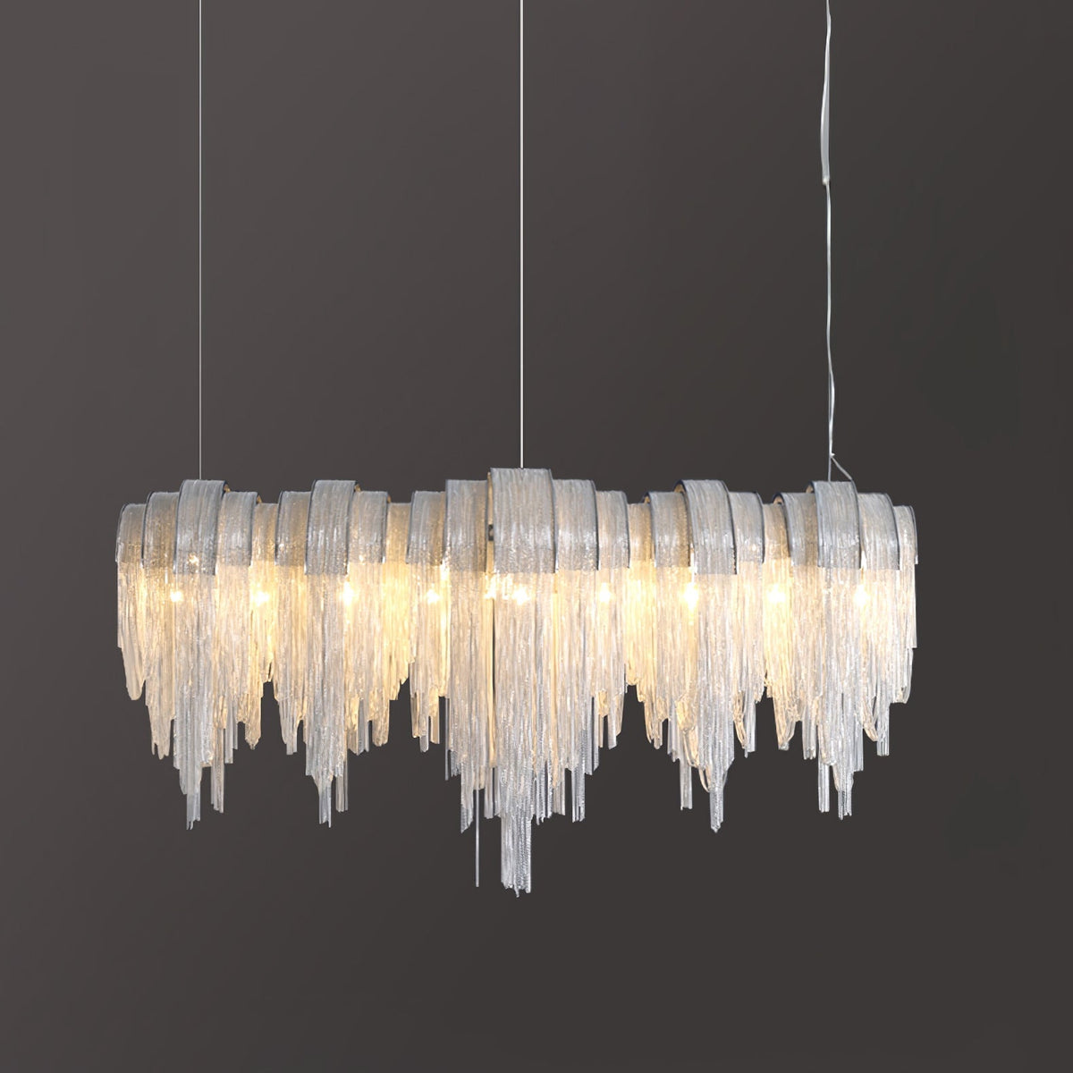 Tarien lampadario a Catene Stratificate in Nichel lusso
