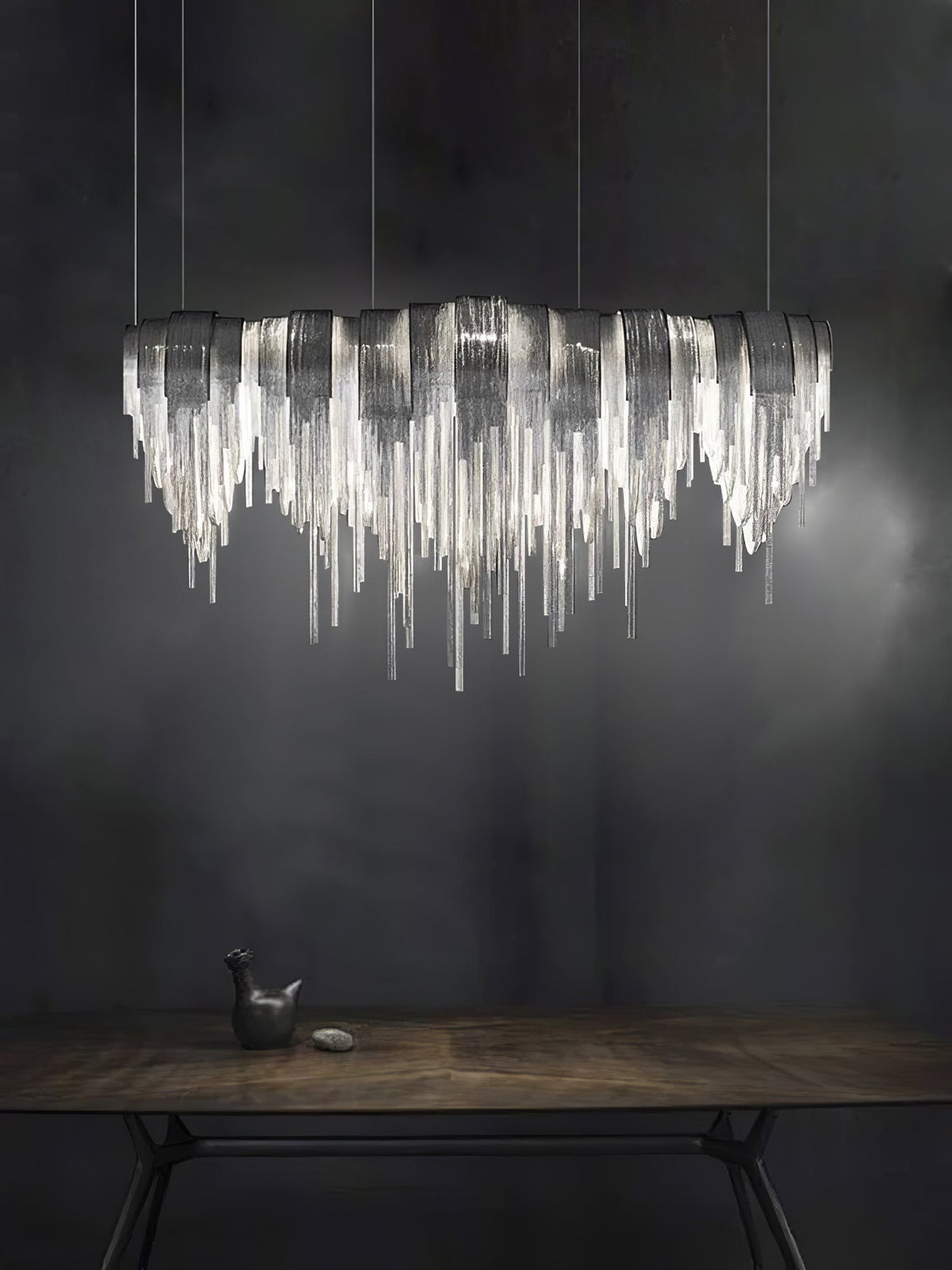 Tarien lampadario a Catene Stratificate in Nichel lusso