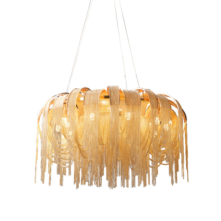 Tarien lampadario a Catene Stratificate in Nichel lusso