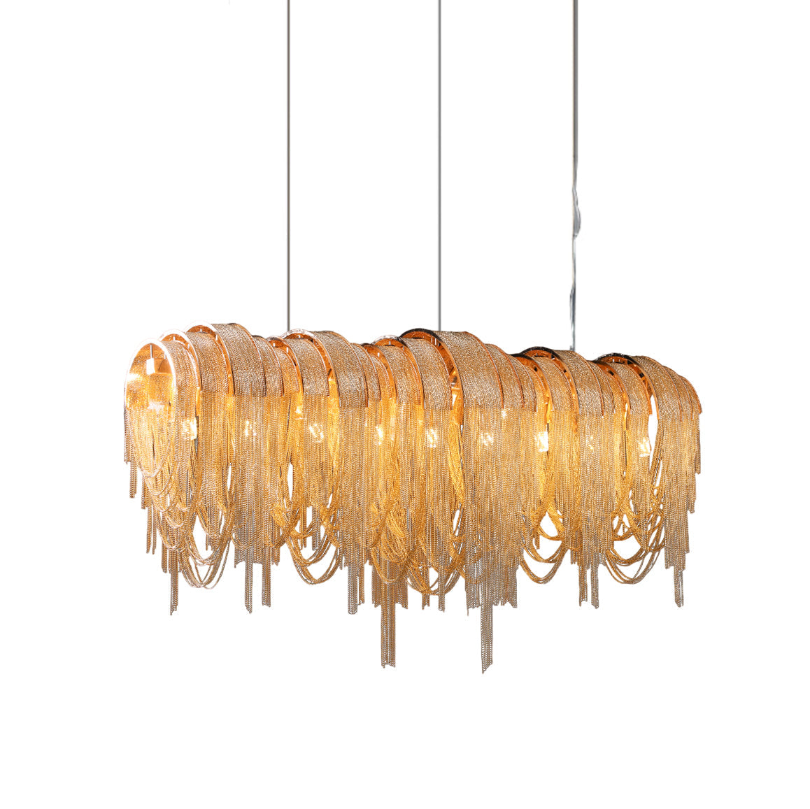 Tarien lampadario a Catene Stratificate in Nichel lusso