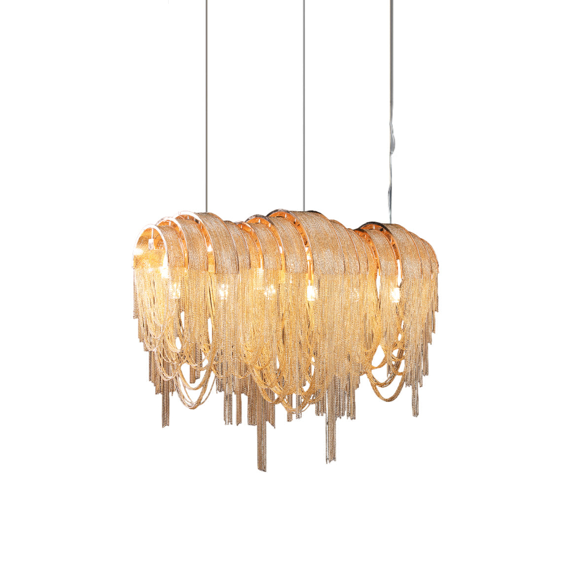 Tarien lampadario a Catene Stratificate in Nichel lusso