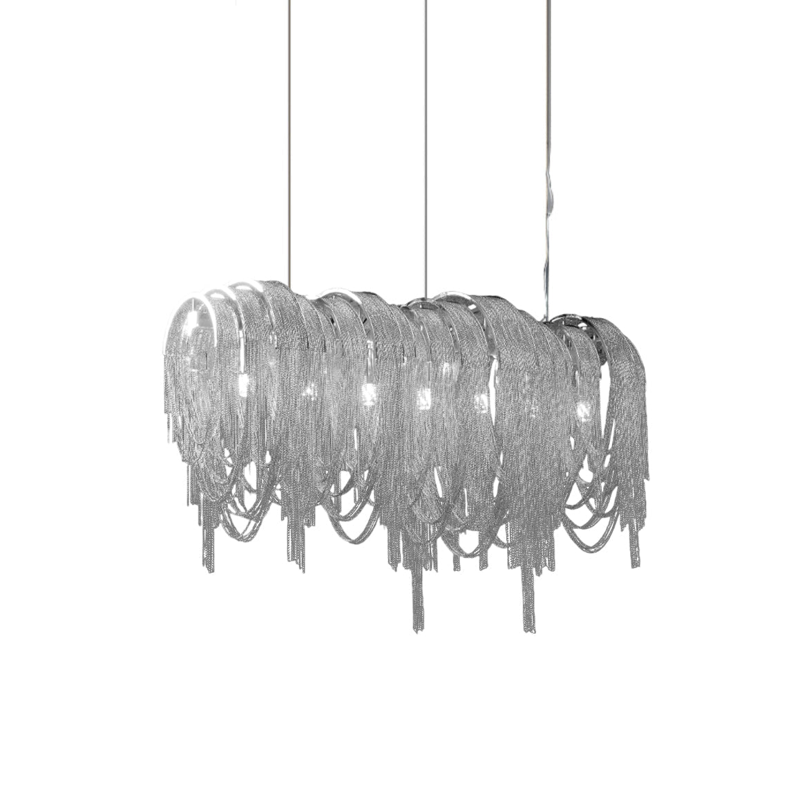 Tarien lampadario a Catene Stratificate in Nichel lusso