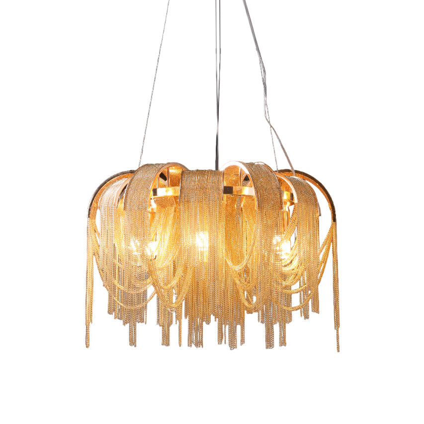Tarien lampadario a Catene Stratificate in Nichel lusso
