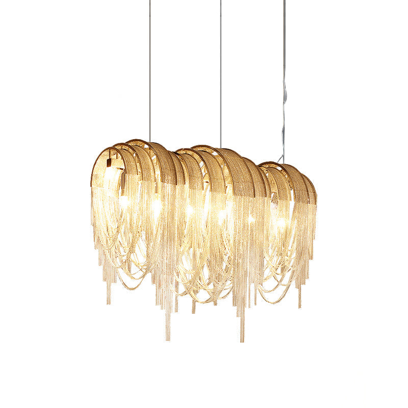 Tarien lampadario a Catene Stratificate in Nichel lusso