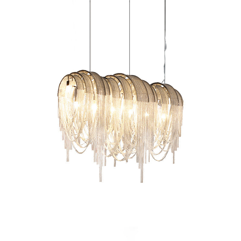 Tarien lampadario a Catene Stratificate in Nichel lusso