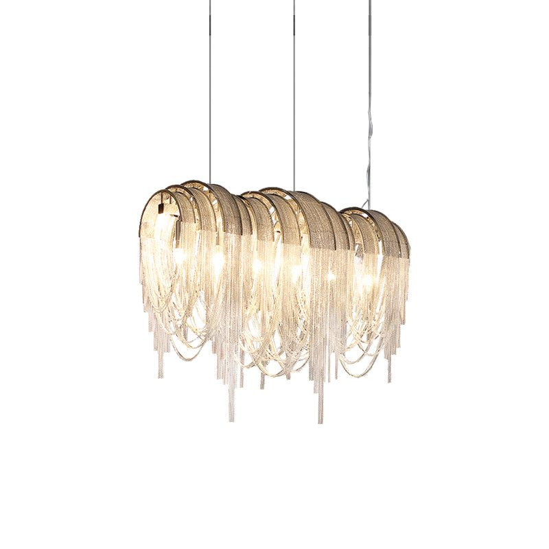 Tarien lampadario a Catene Stratificate in Nichel lusso