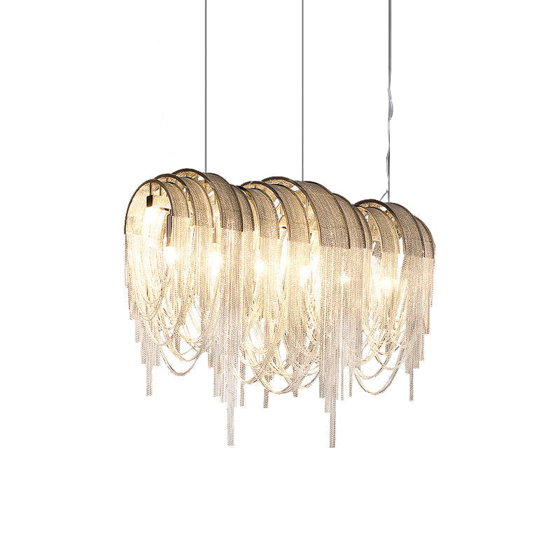 Tarien lampadario a Catene Stratificate in Nichel lusso