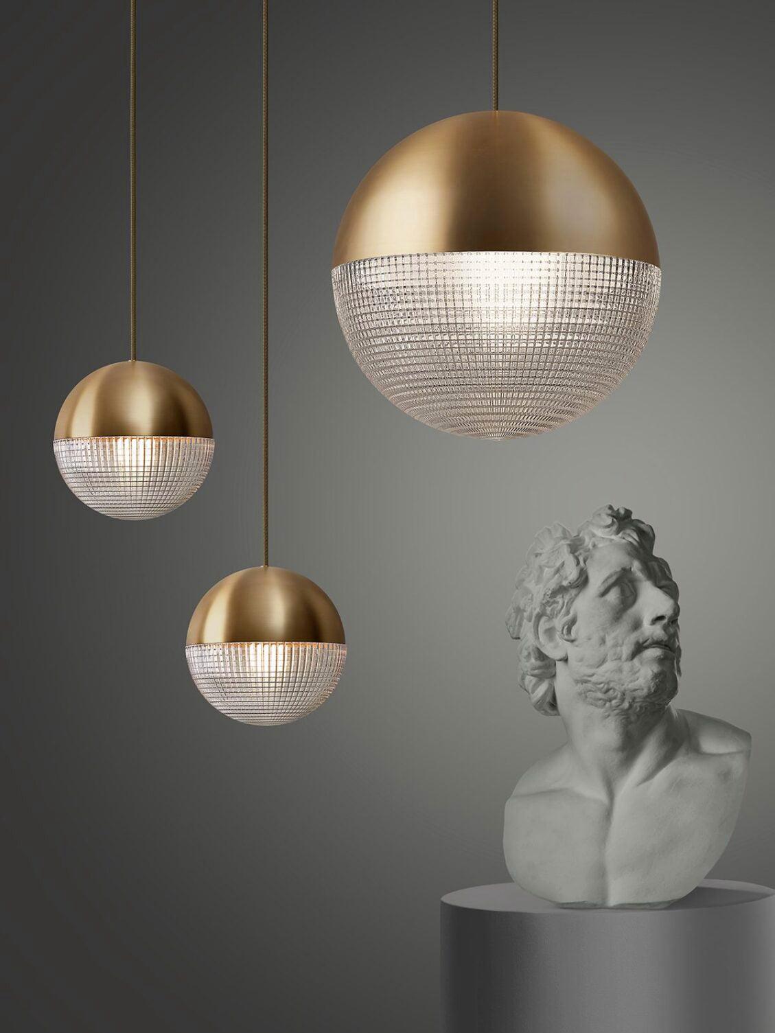 Kevelo lampada a sospensione ottone vetro moderna