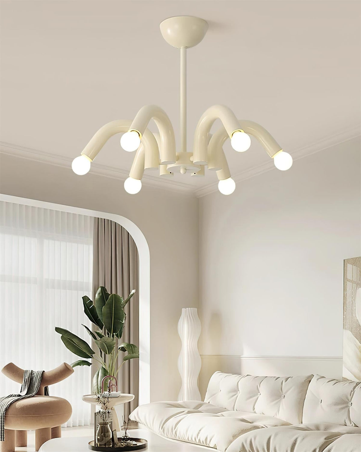 Fivelle lampadario moderno Beige a Bracci Multipli color crema
