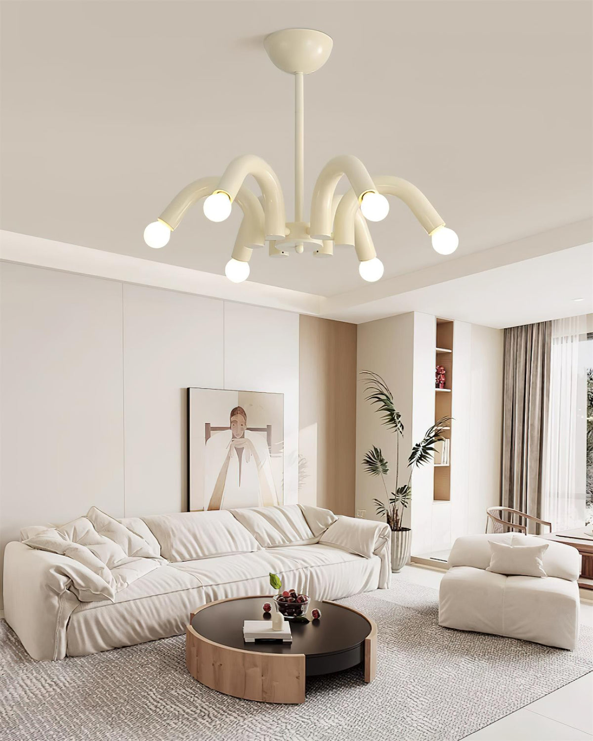 Fivelle lampadario moderno Beige a Bracci Multipli color crema