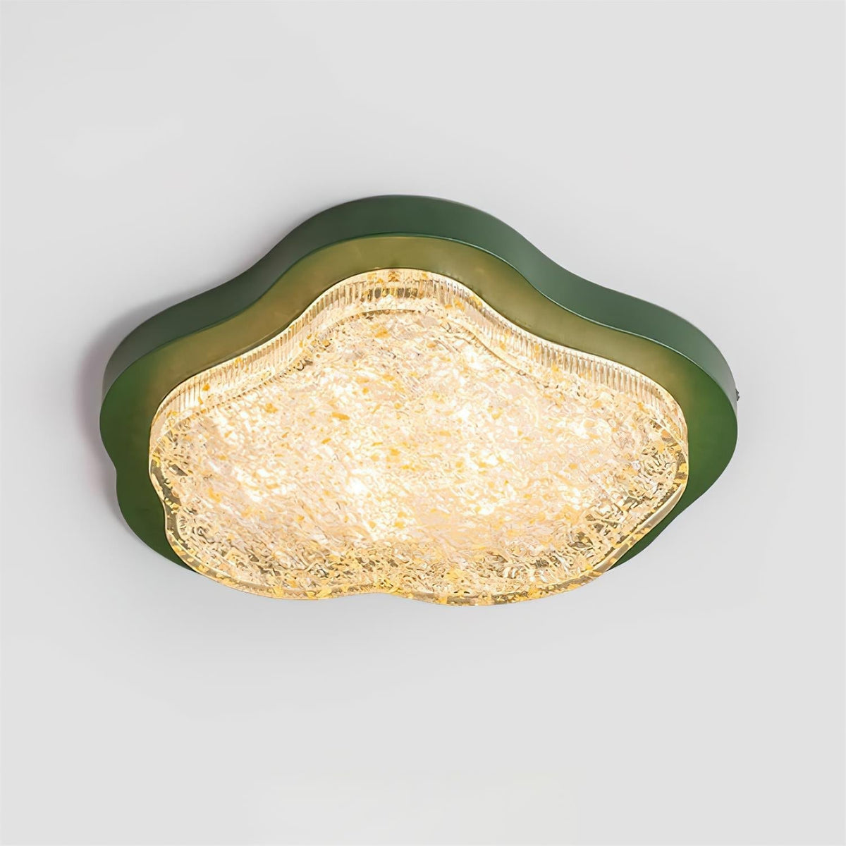 Lampada da soffitto irregolare in resina con foglia d'oro moderna artistica verde