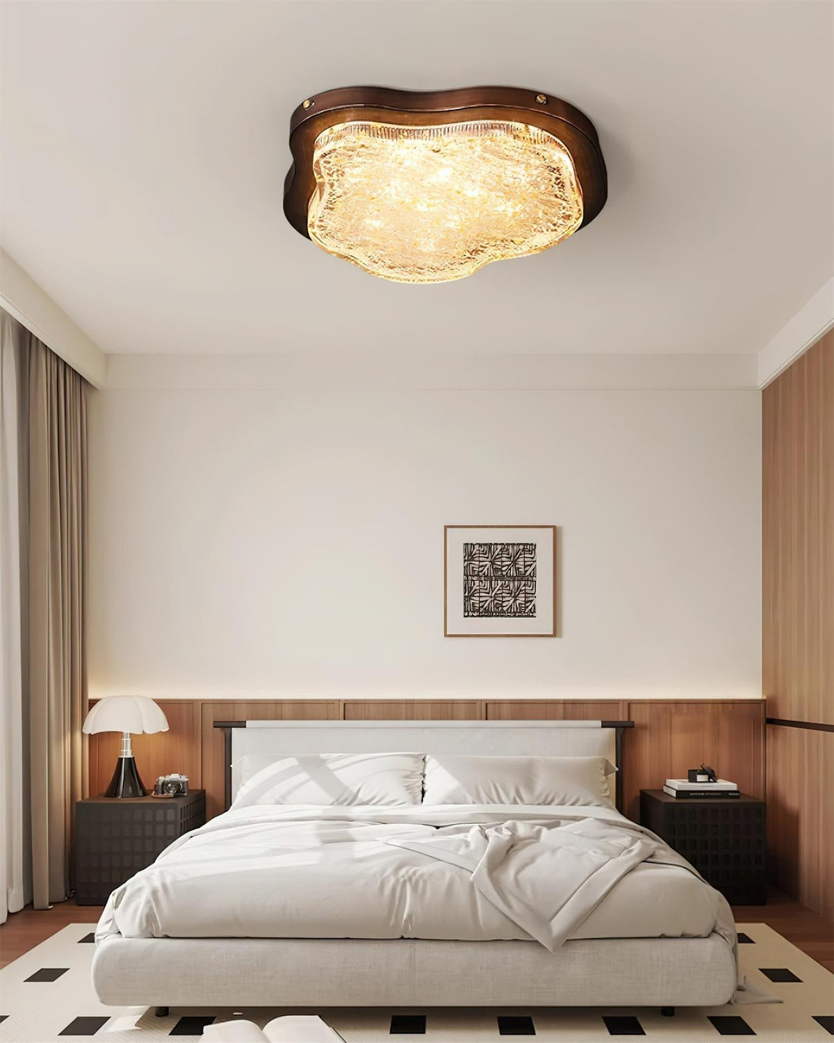 Lampada da soffitto irregolare in resina con foglia d'oro moderna artistica verde
