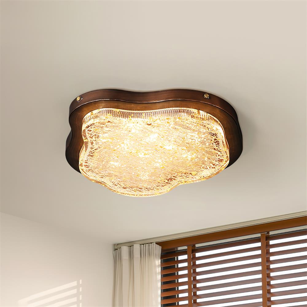Lampada da soffitto irregolare in resina con foglia d'oro moderna artistica verde