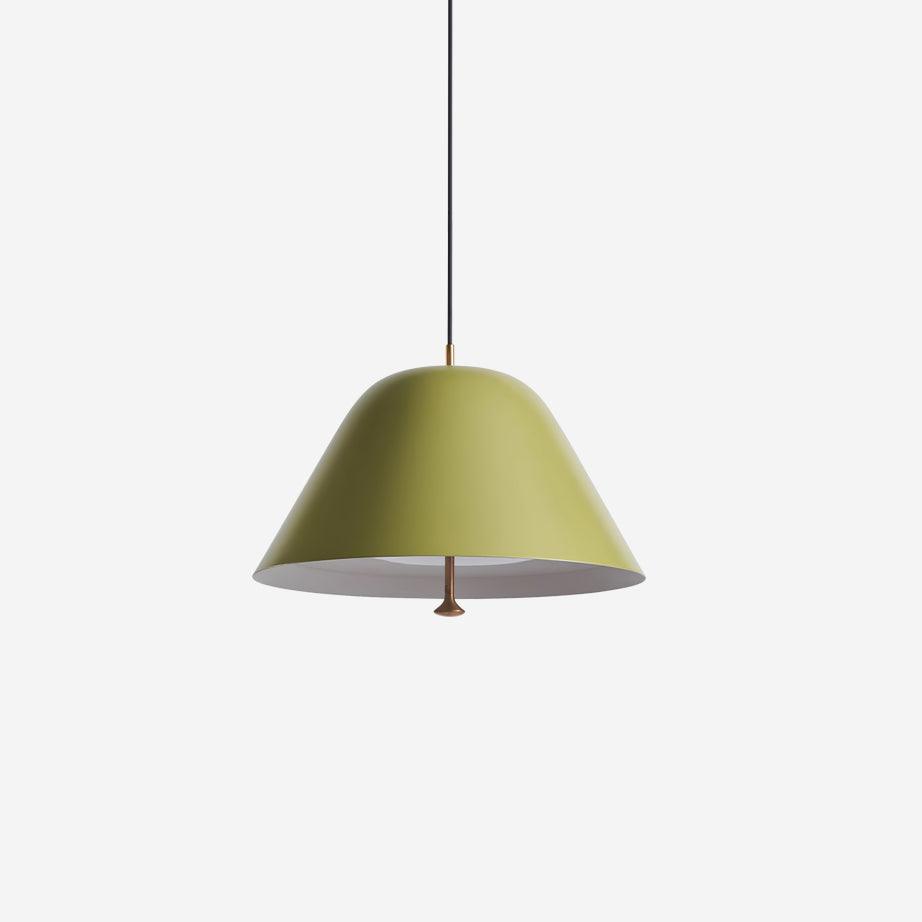 Lampada a sospensione moderna in metallo, paralume verde e bianco minimalista