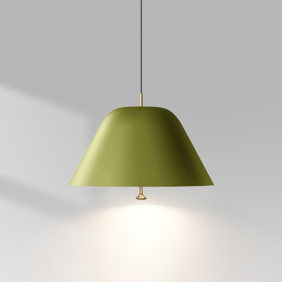 Lampada a sospensione moderna in metallo, paralume verde e bianco minimalista