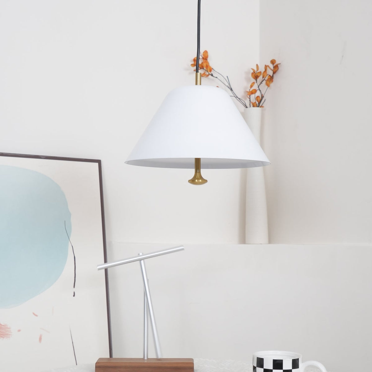 Lampada a sospensione moderna in metallo, paralume verde e bianco minimalista