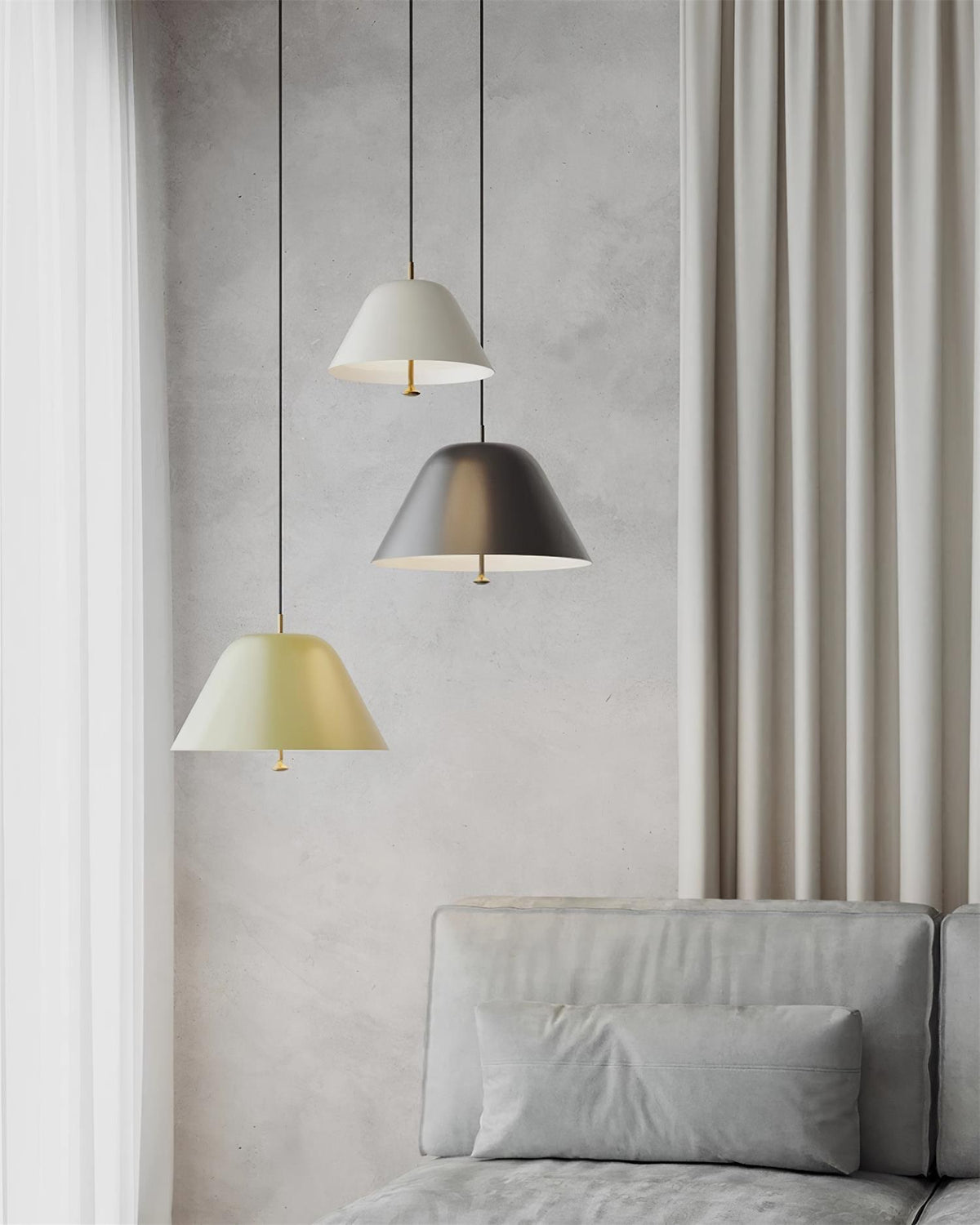 Lampada a sospensione moderna in metallo, paralume verde e bianco minimalista