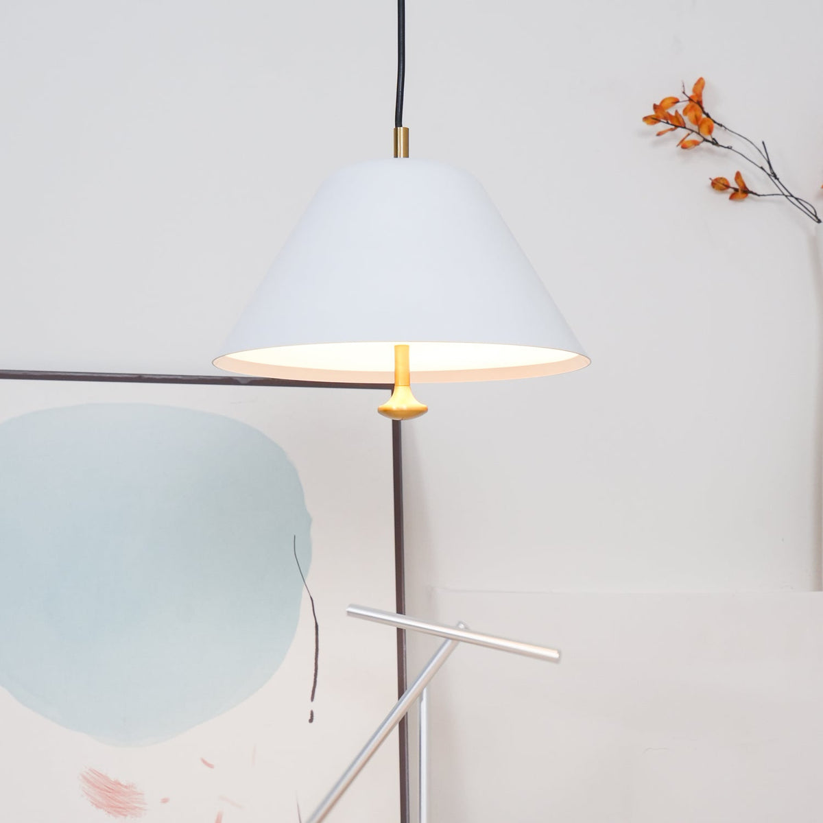 Lampada a sospensione moderna in metallo, paralume verde e bianco minimalista