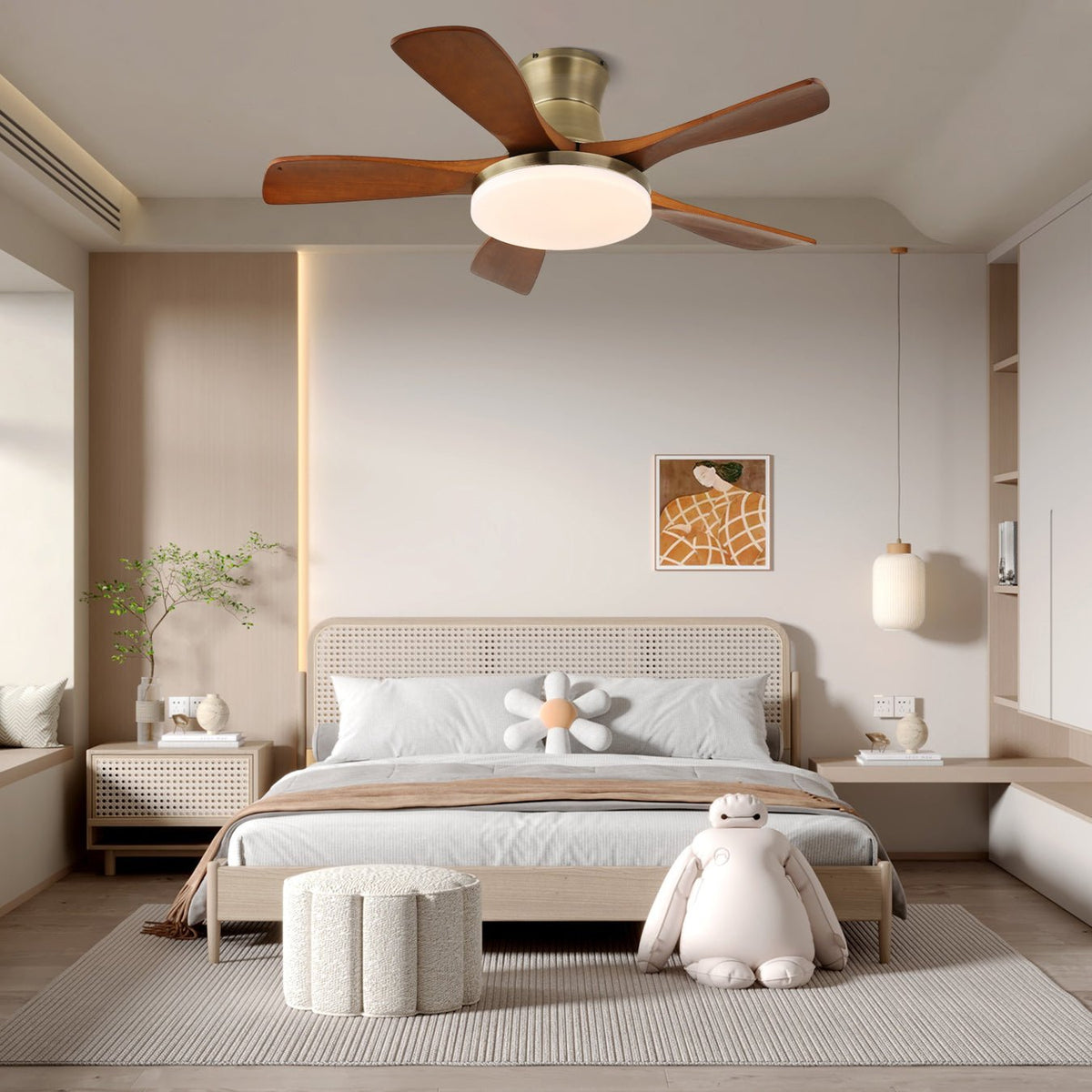 Brevo Ventilatore da soffitto con luce pale in legno