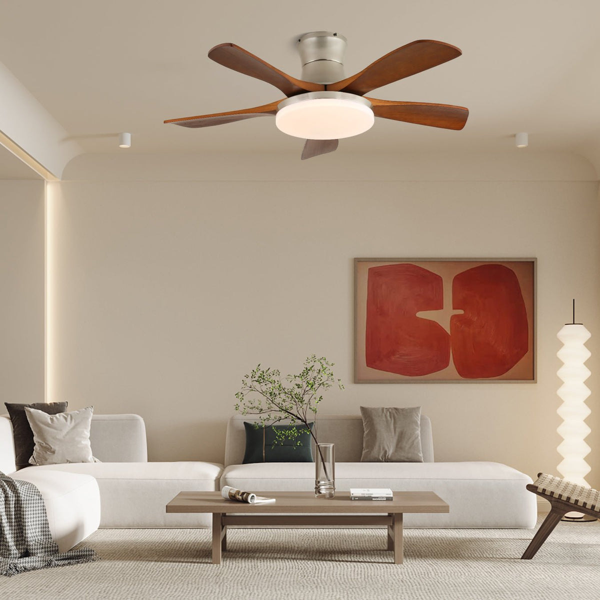 Brevo Ventilatore da soffitto con luce pale in legno