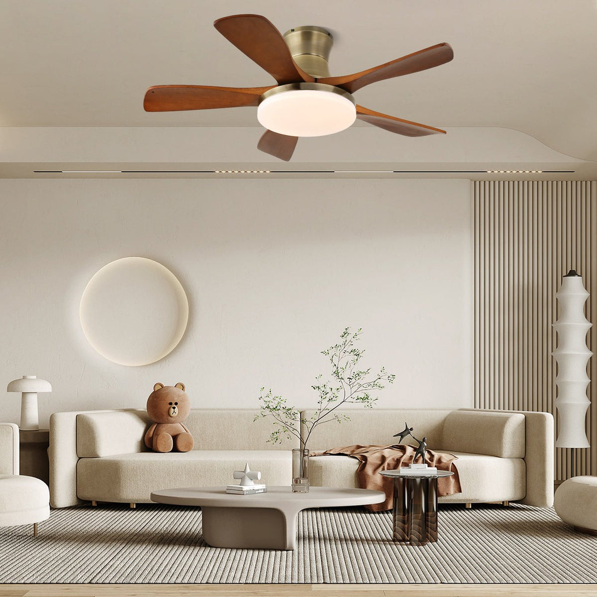 Brevo Ventilatore da soffitto con luce pale in legno