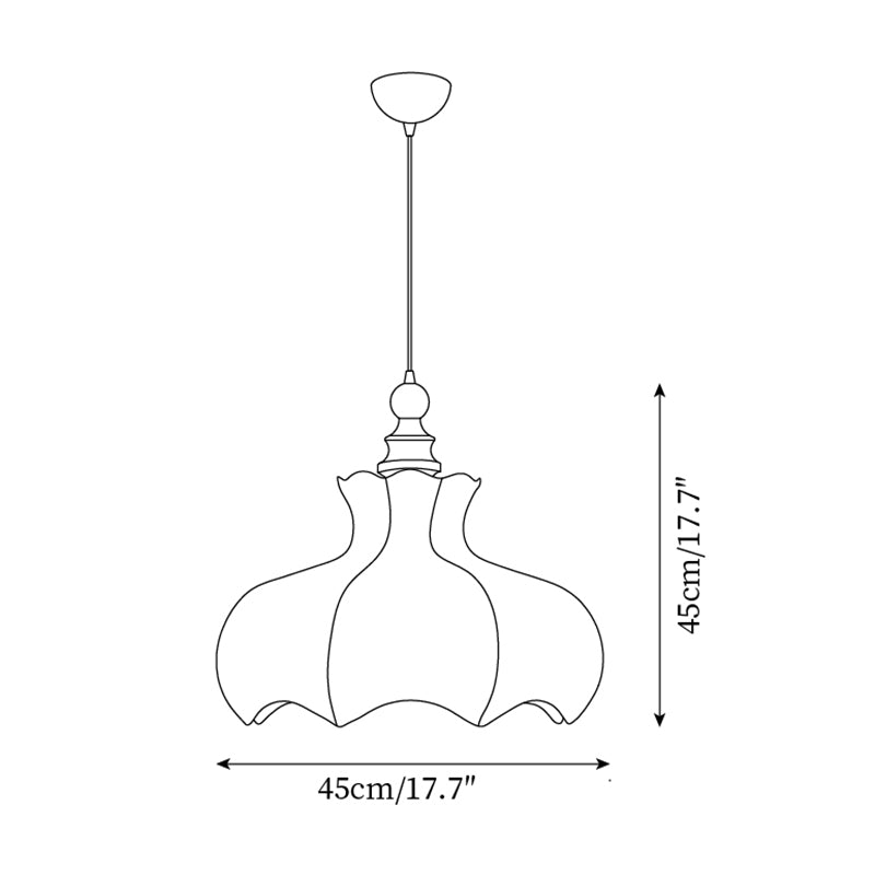 Lampada a sospensione in metallo e legno con tessuto vintage floreale elegante