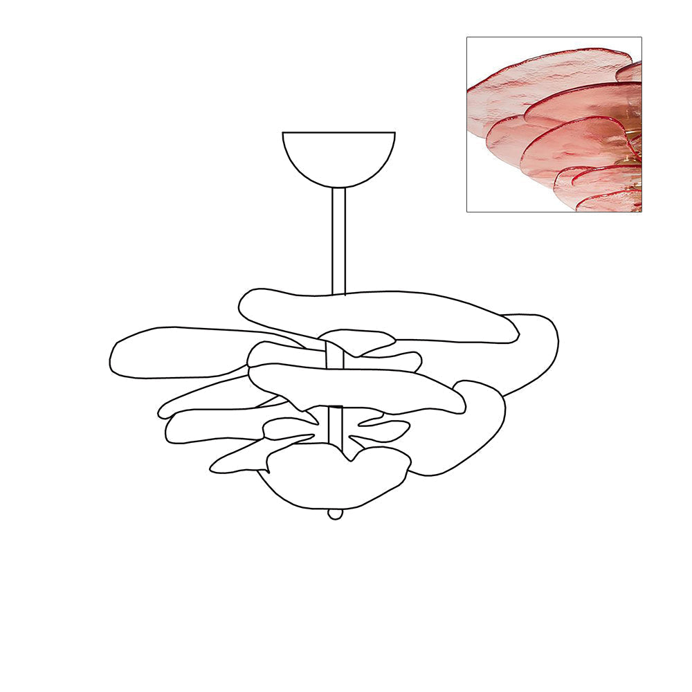 Crivs lampadario Oro vetro Murano petali lusso