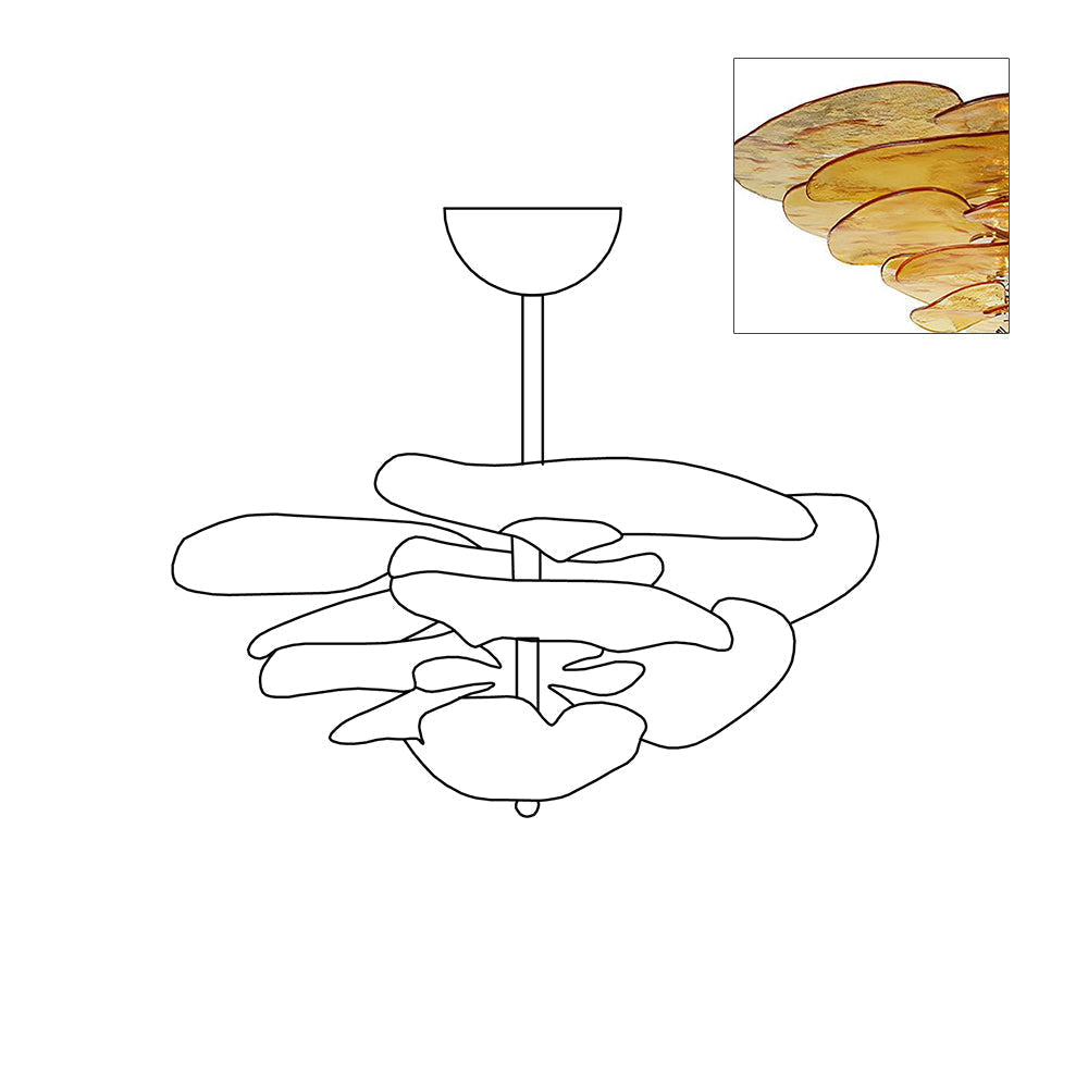 Crivs lampadario Oro vetro Murano petali lusso