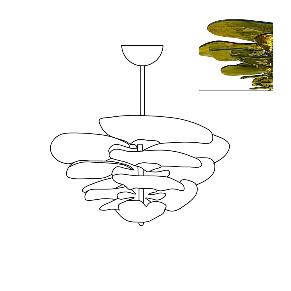 Crivs lampadario Oro vetro Murano petali lusso